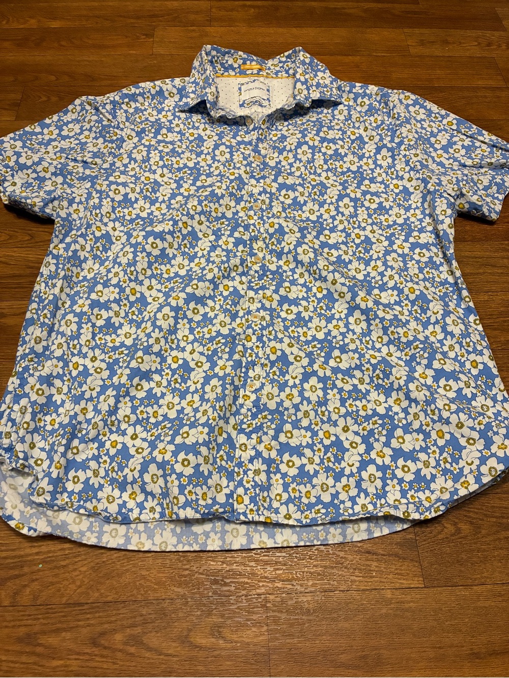Women’s Denim & Flower Blue Floral Button-Up Blouse Size XL